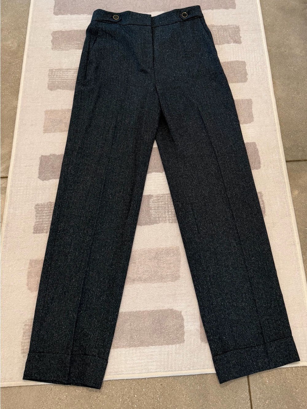 Ann Taylor Charcoal Tweed Dress Pants with Gold Button